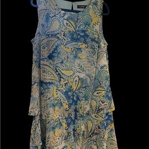Lauren Ralph Lauren Blue and Yellow Paisley Dress